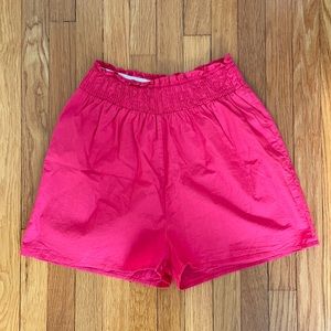 High Waisted Smocked Pink Shorts